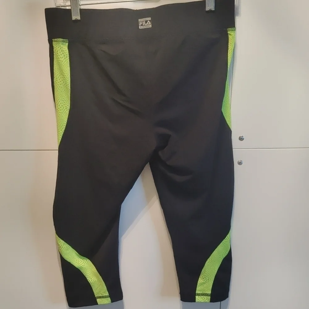Fila Women's Black Leggings with Neon Green Accents - Picture 6 of 6